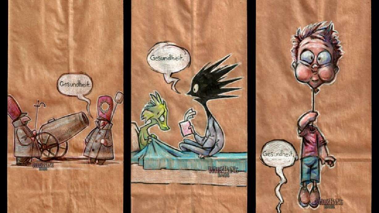 Dad draws incredible art on daughters' lunch bags every Friday