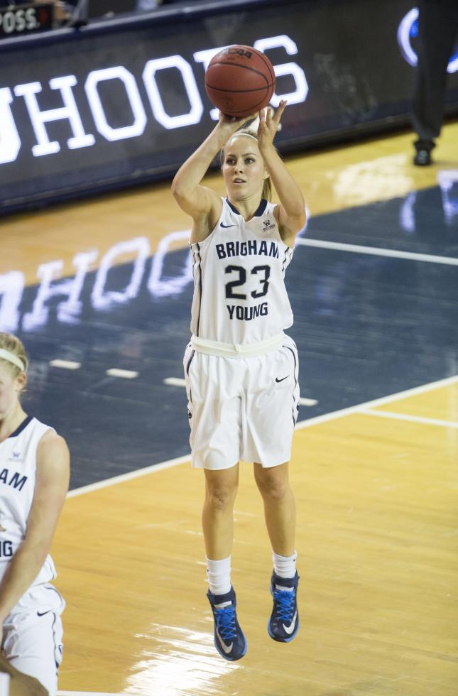 Makenzi Morrison takes a shot during BYU's women's basketball team's win over UNLV in the Smith Fieldhouse on Thursday night. (BYU Photo/Meagan Larsen)