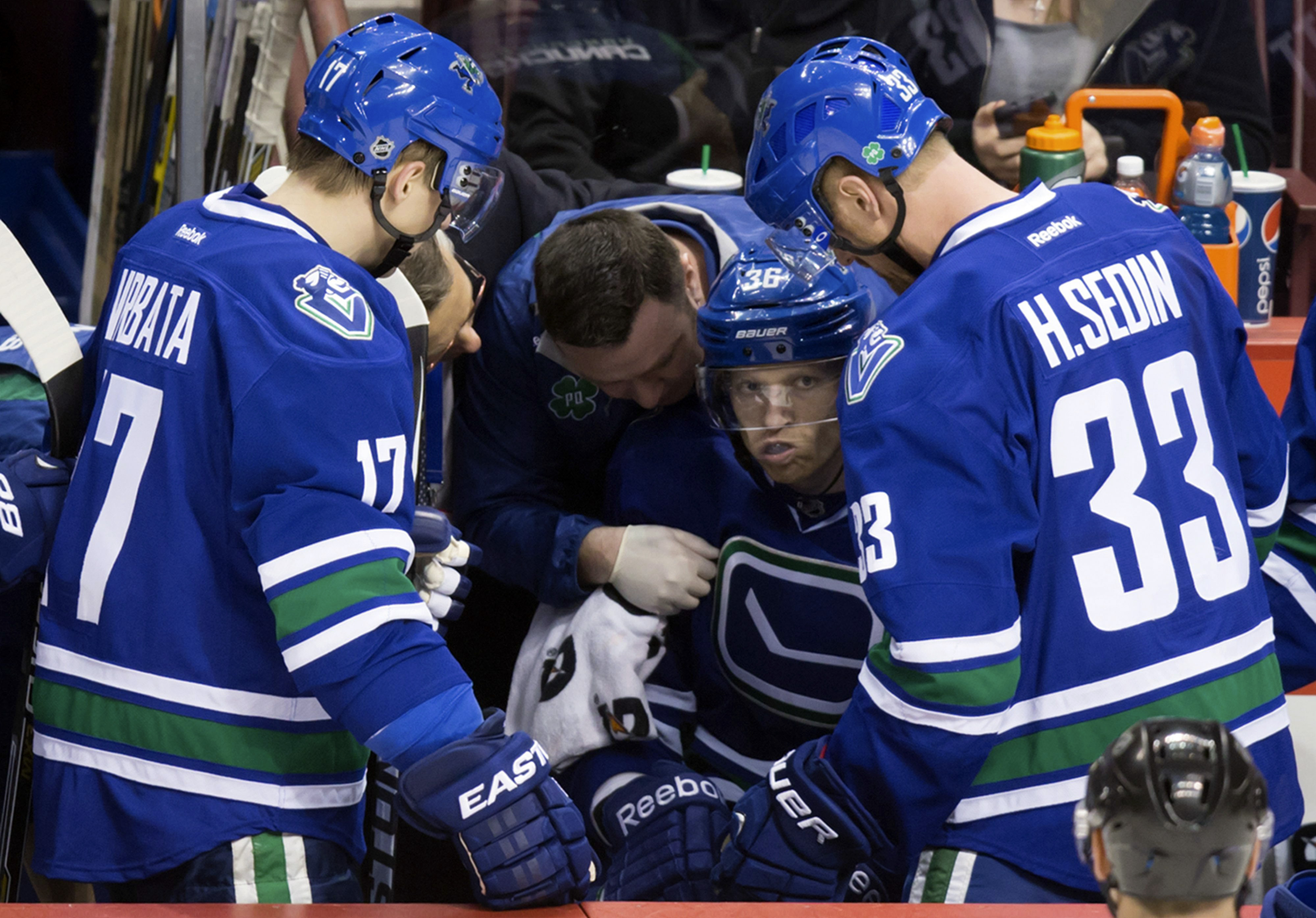 Canucks' Hansen taken to hospital after hit