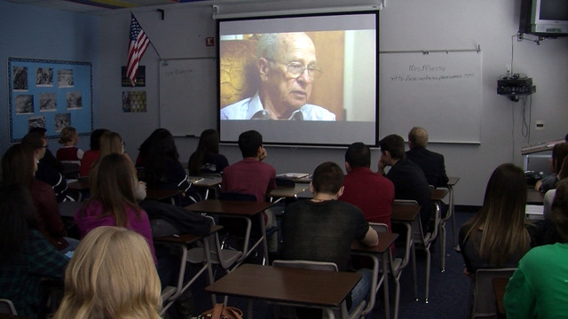Eugene Nielsen's daughter, Copper Hills High School teacher Lorna Murray, is using her father's incredible escape story to help her students define what heroes are made of. (Photo: KSL TV)