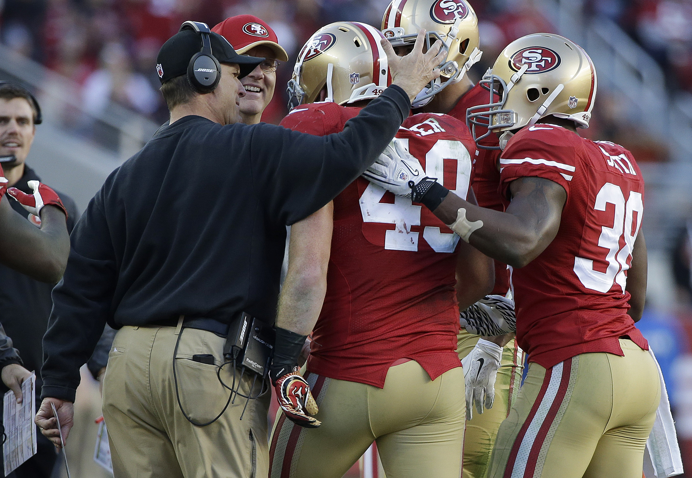 49ers win 20-17 in Jim Harbaugh's last game