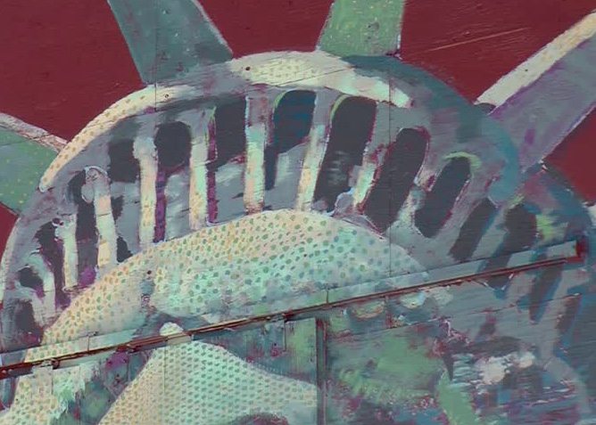 "Instead of blending, I use sort of a pixelating effect," said artist Jake Songer. Photo: KSL