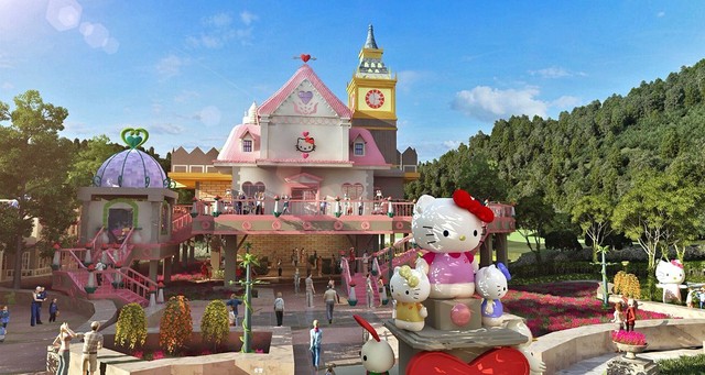 China's Hello Kitty Park opened on New Years Day with 11 themed facilities, including performance venues, amusement rides, a luxury resort and a grand Mahjong hall. (From Hello Kitty Park)