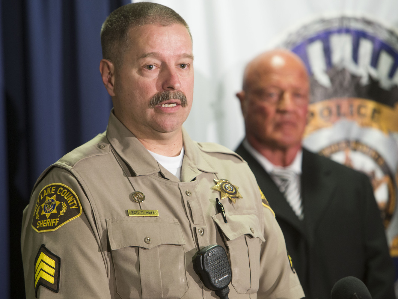 Unified Police Sgt. Terry Wall talks Monday, Jan. 5, 2015, about how he and other officers were able to help prevent a woman from committing suicide on a flight from New York City. (Photo: Scott G Winterton, Deseret News)