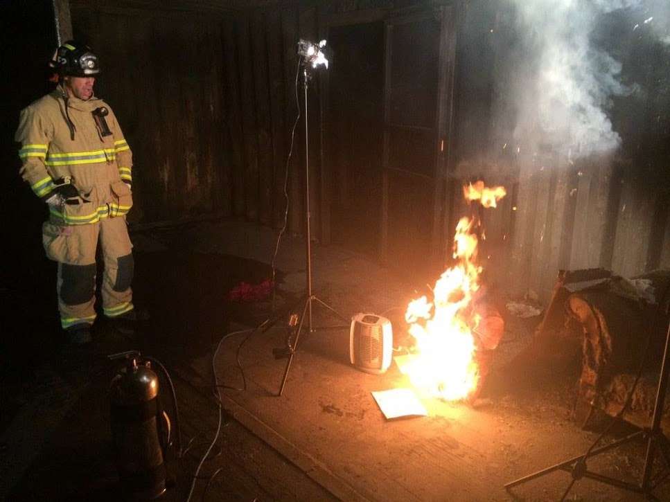 Shortly after a piece of wood was placed inside a hot space heater, the device erupted in flames. The finding was the result of several experiments KSL News conducted with the help of Salt Lake City firefighters at the department's training facility Monday, Jan. 5, 2015. (Photo: Salt Lake City Fire Department)
