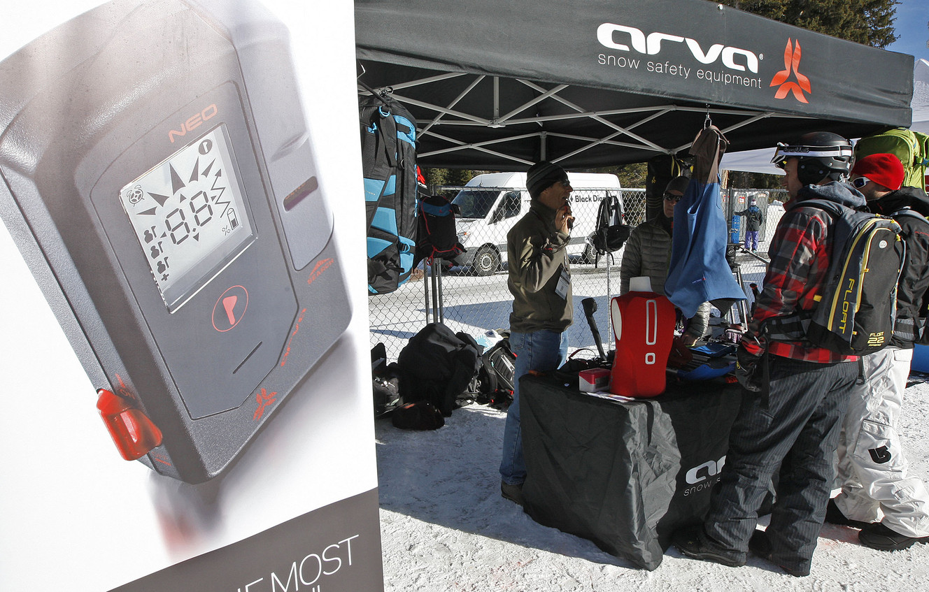 An Arva location safety device is showcased during the Outdoor Retailer Demo in Solitude Mountain Resort Tuesday, Jan. 20, 2015. (Photo: Chelsey Allder/Deseret News)
