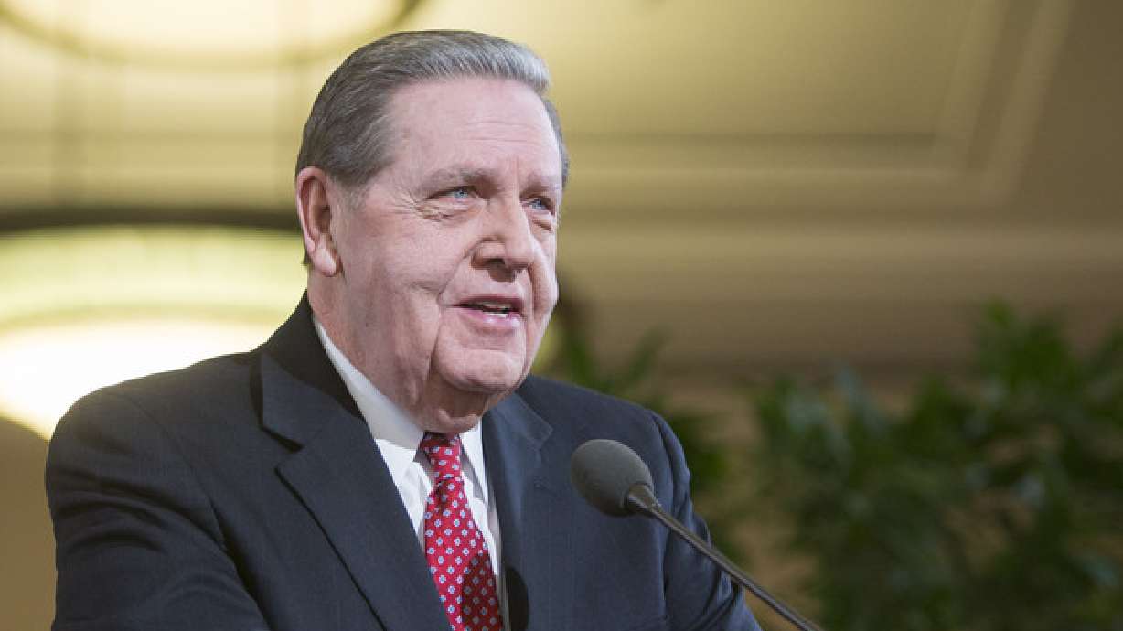Elder Jeffrey R. Holland, of the Quorum of the Twelve Apostles, at the Conference Center on Jan. 27, 2015. Funeral services for the church leader begin at 11 a.m. on Wednesday.