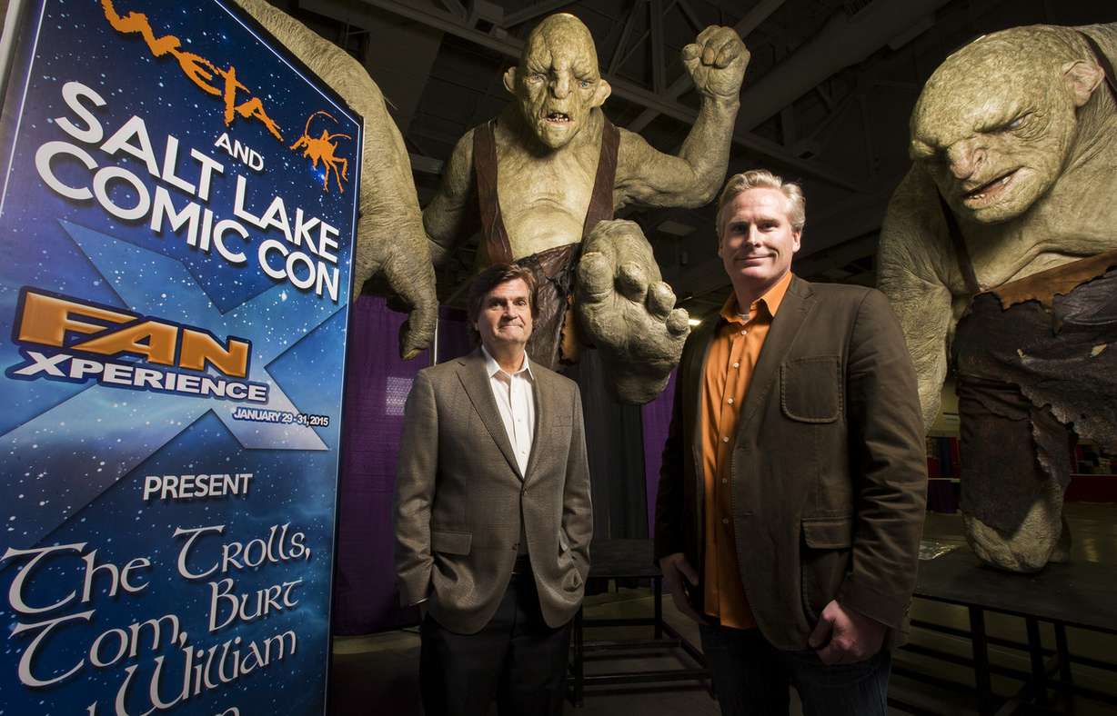 Salt Lake Comic Con co-founders Dan Farr, left, and Bryan Brandenburg pose for photos Wednesday, Jan. 28, 2015, as workers set up for the 2015 FanX show in the Salt Palace in Salt Lake City. (Photo: Scott G Winterton, Deseret News)
