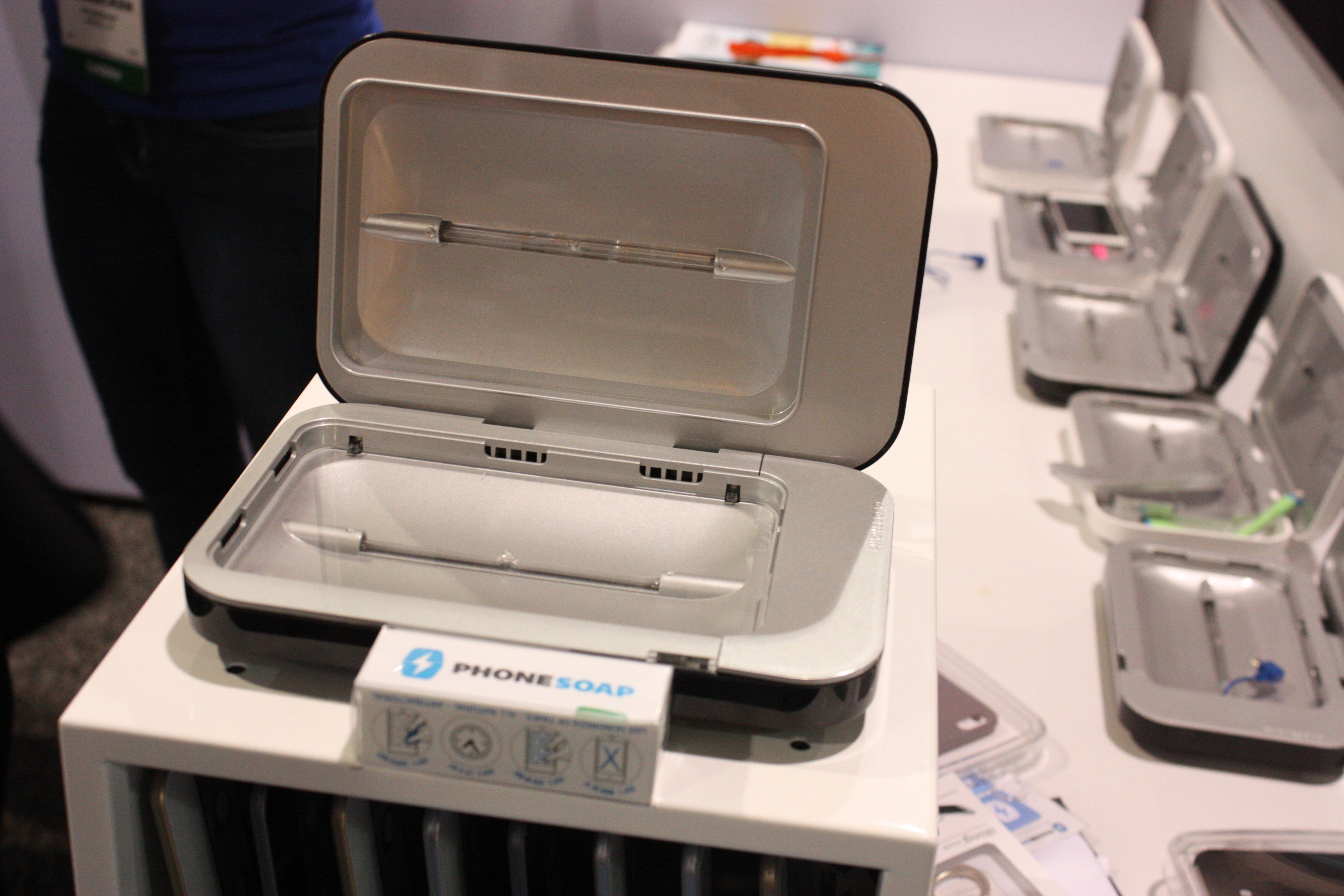 A PhoneSoap charger on display at the 2015 Consumer Electronics Show. (Photo: Natalie Crofts/KSL)