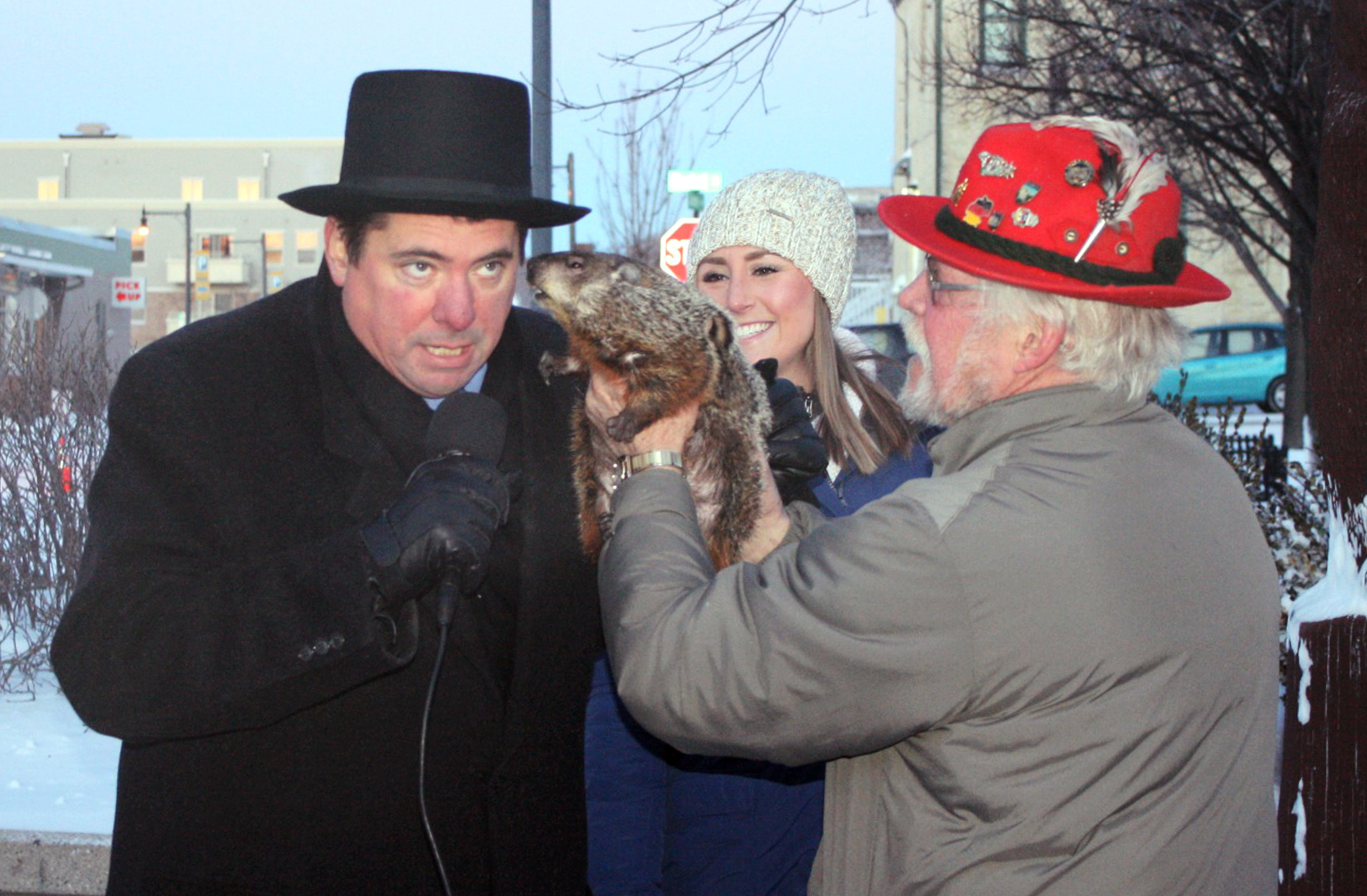 Groundhog bites Wisconsin mayor's ear during ceremony