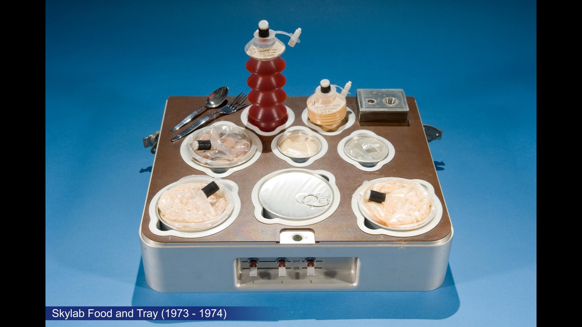 The food and drink served aboard Skylab (1973-1979). (Courtesy of NASA)