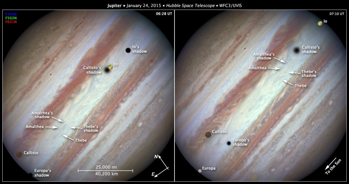 Hubble captures triple solar eclipse on Jupiter