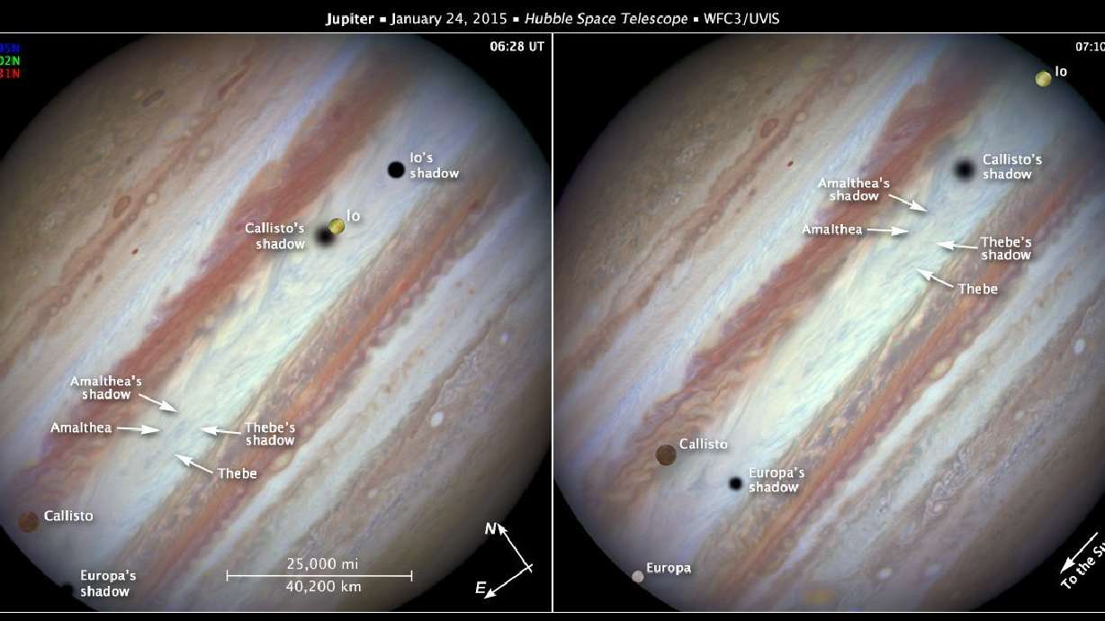 Hubble captures triple solar eclipse on Jupiter