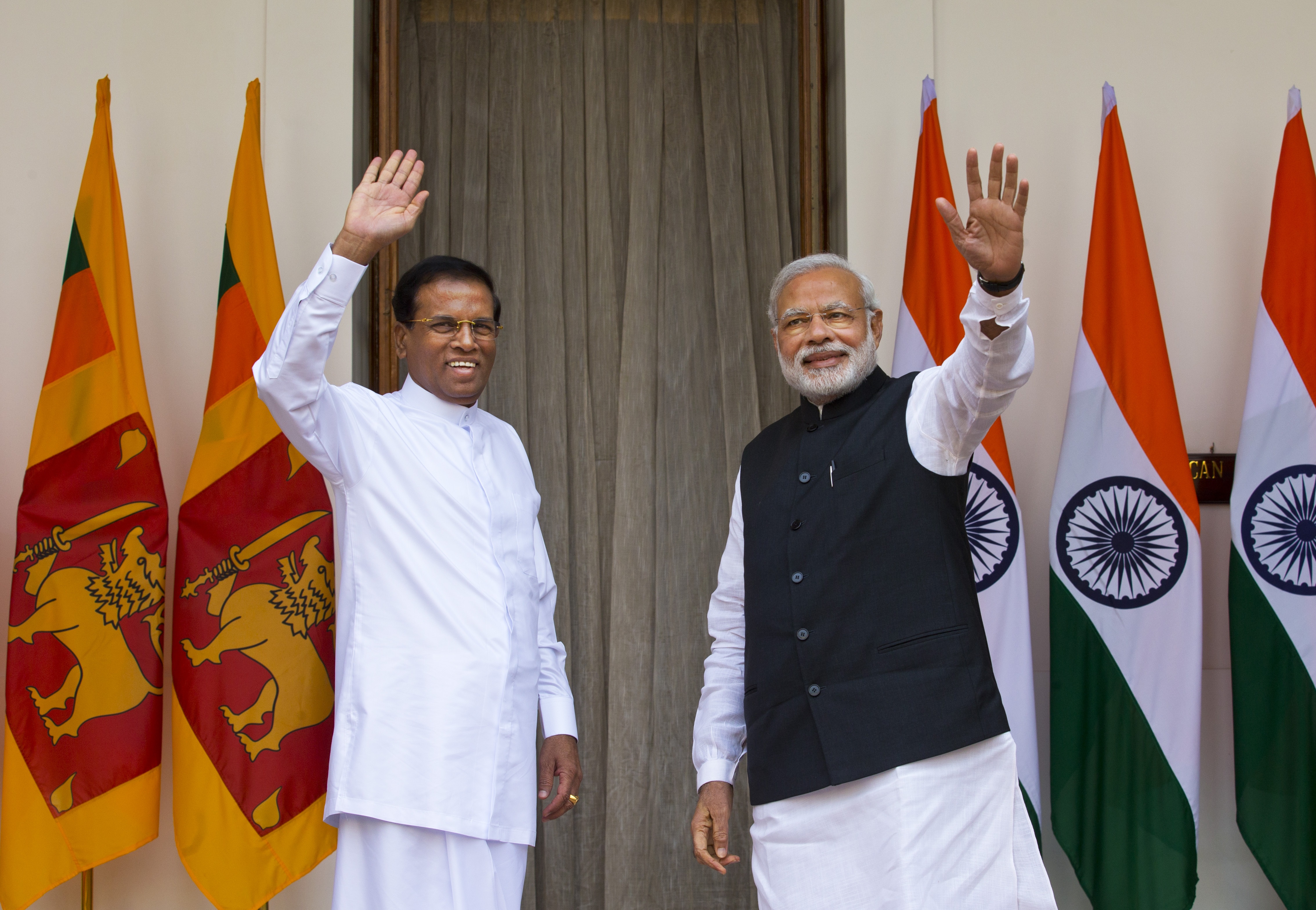 India's Modi talking with newly elected Sri Lankan president