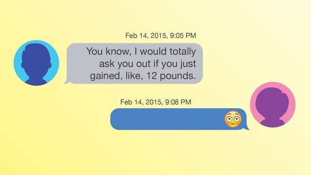 An illustration depicting a backhanded compliment via text or social messaging. (Stewart Scott-Curran/CNN)