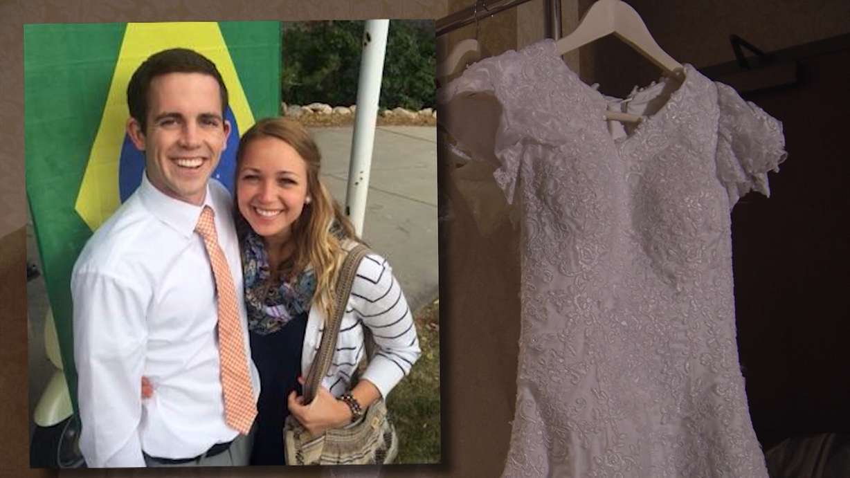 Liz Jensen (pictured here with her fiance, Jimmy) is a Provo bride-to-be who was short on cash. She received the surprise of a lifetime Friday, Feb. 20, 2015, when a anonymous stranger picked up the tab for her wedding dress. (Photo: Family photo & Ray Boone, KSL-TV)