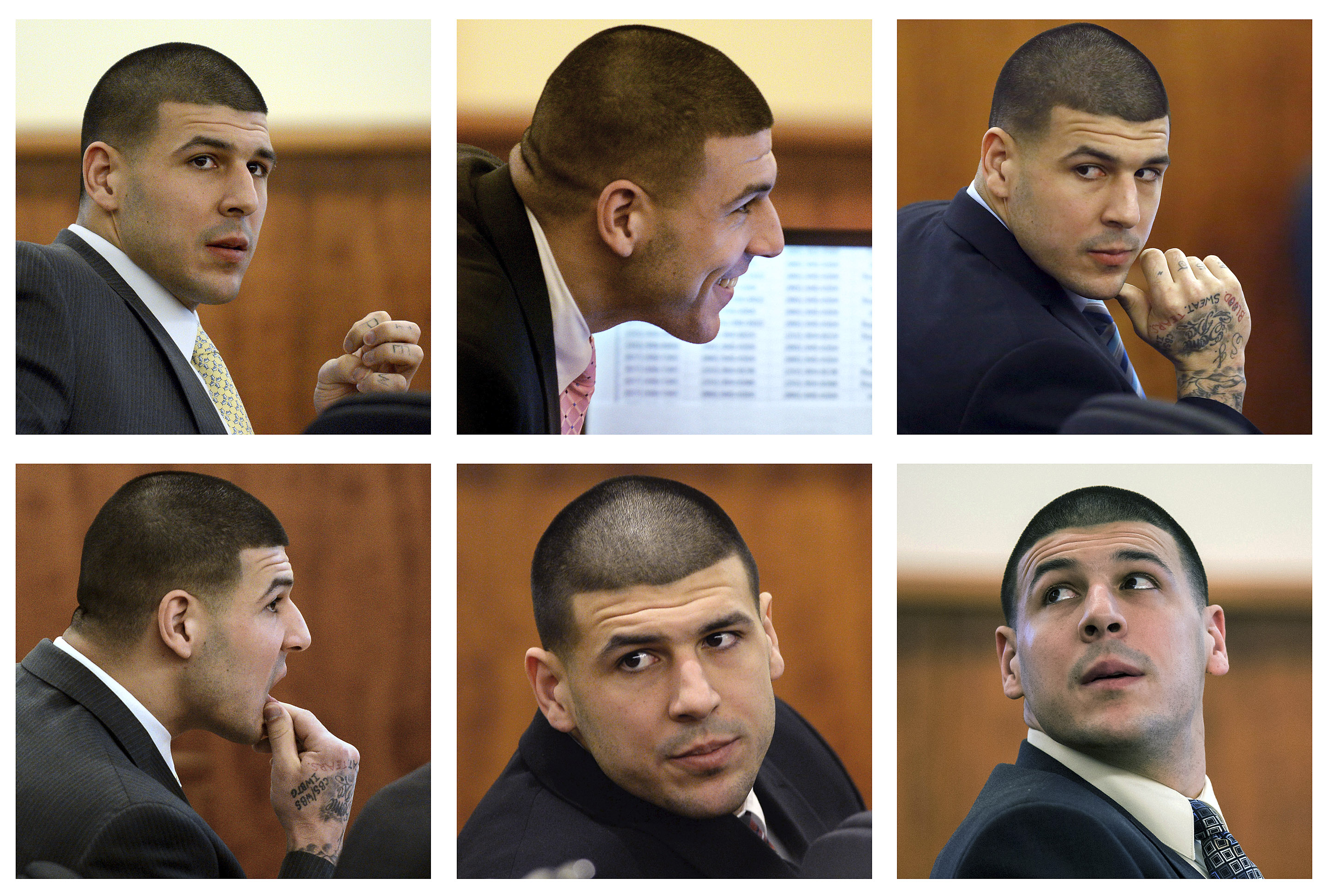 Aaron Hernandez still flashes swagger, smile at murder trial