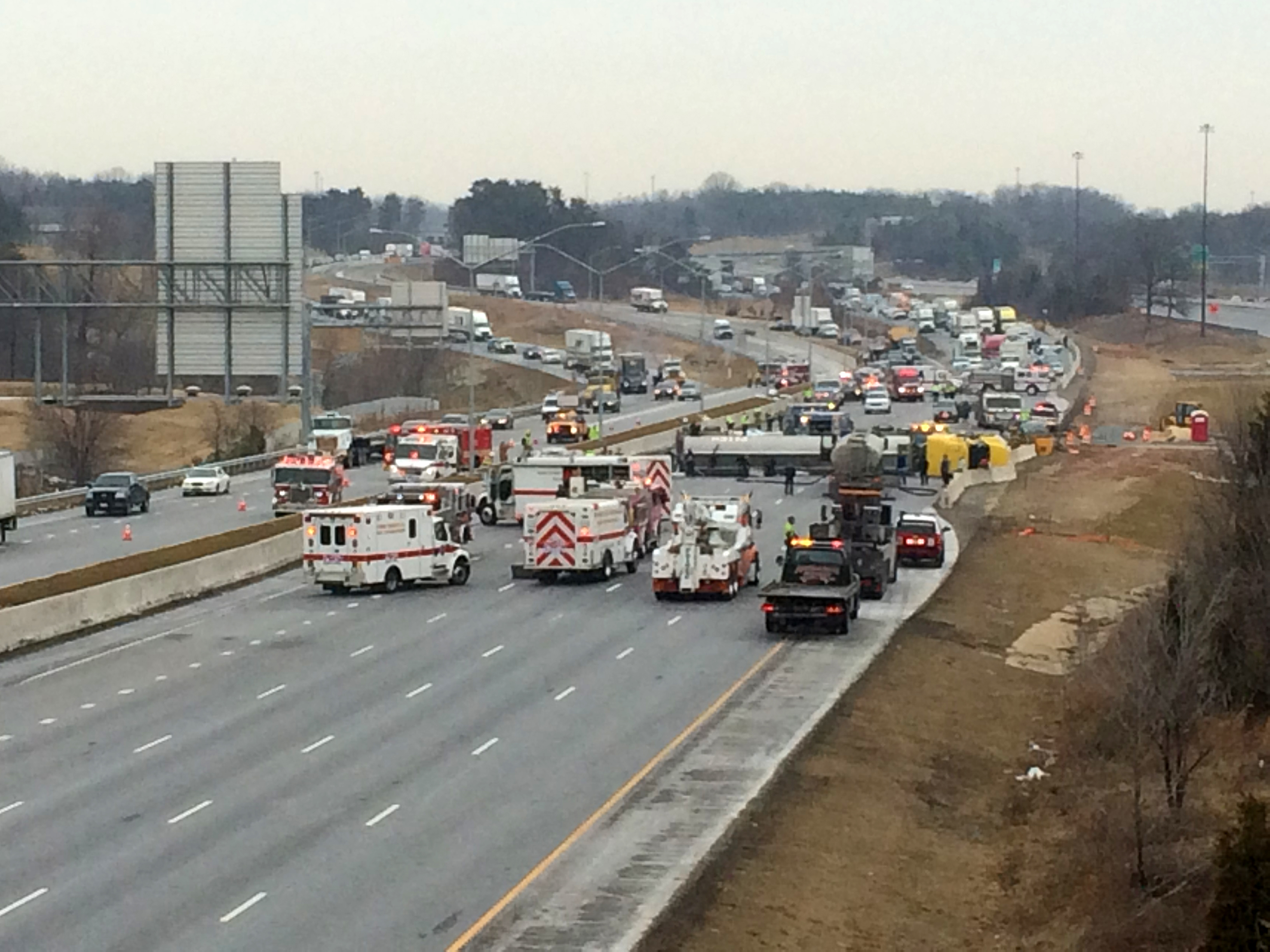 Southbound I-95 reopens outside DC after tanker overturns