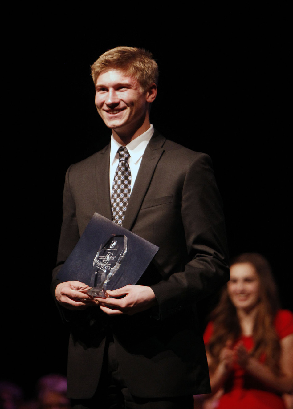 Samuel I. Adams of Skyline won both the World Languages and the General Sterling Scholar Awards at the LDS Conference Center Theatre in Salt Lake City Tuesday, March 10, 2015. (Photo: Chelsey Allder, Deseret News)