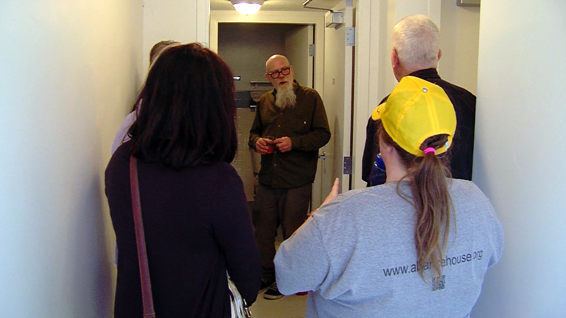 Chris Stratton shows off his new apartment at Alliance House in Salt Lake City. Stratton is one of 10 adults with severe or persistent mental illness now their own apartments to help them transition into regular life. (Photo: Mike DeBernardo/KSL TV)