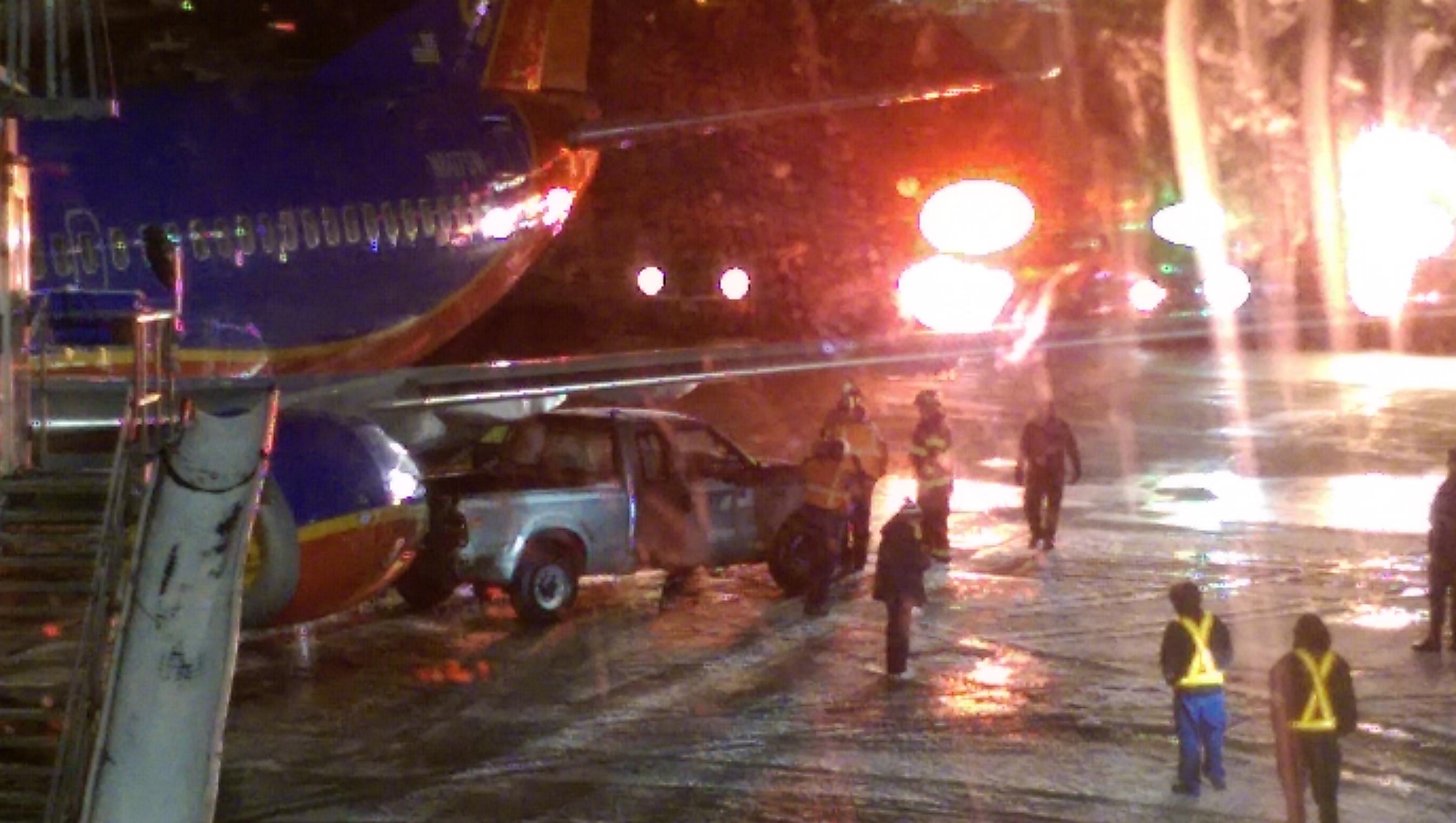 Truck strikes empty Southwest jet at Boston's Logan airport