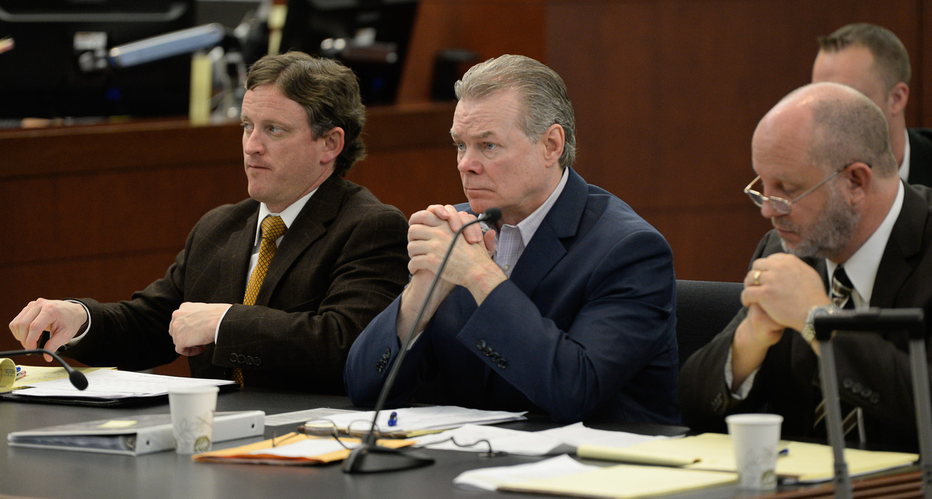 Douglas Anderson Lovell, center, watches jury selection during his murder trial in Ogden on March 16, 2015. He was sentenced to death, but the Utah Supreme Court vacated his sentence Thursday, saying he deserves a new sentencing hearing.