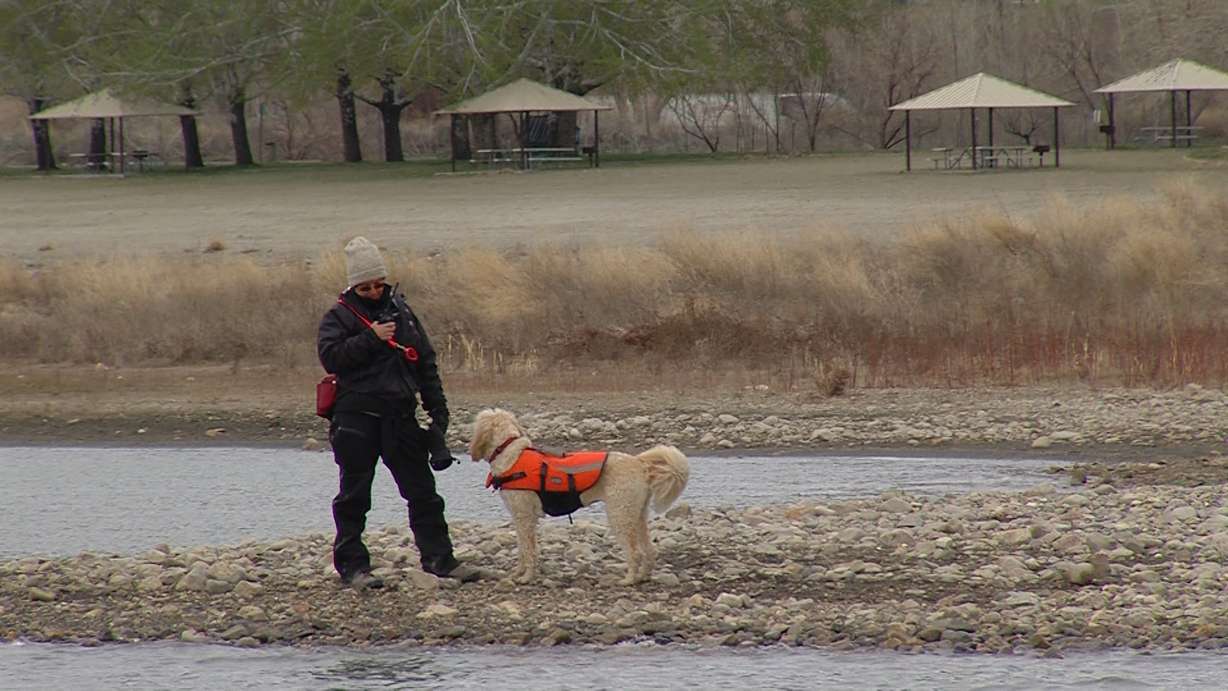 The search for missing fisherman Matthew Rasmussen continues on Willard Bay Tuesday. (Photo: Mark Wetzel/KSL-TV)