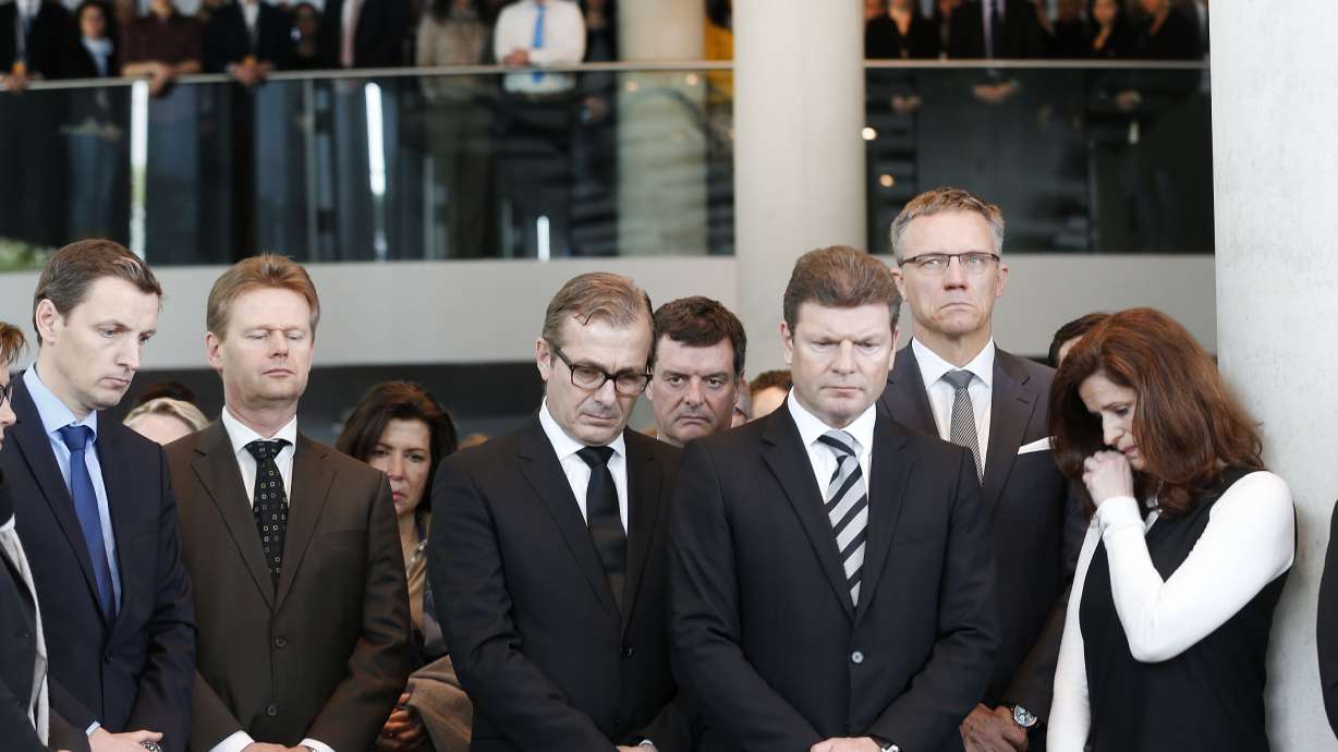Lufthansa holds moment of silence for France crash victims