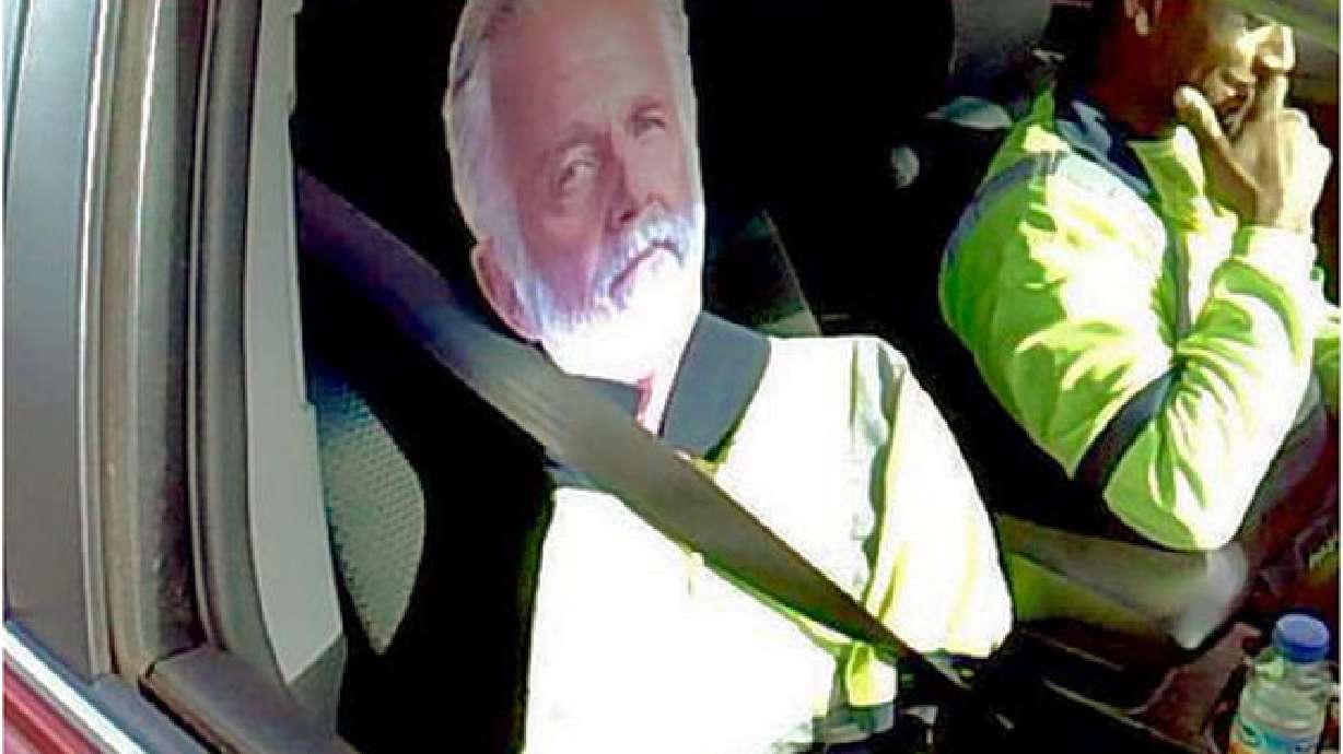 Cardboard 'Most Interesting Man' fails as carpool-lane ruse