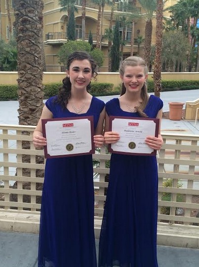 Alinda Heder (left) and Madeleine Arnold (right) after winning the Music Teachers National Association Senior Piano Duet Competition. (Photo: Courtesy LeeAnn Heder)