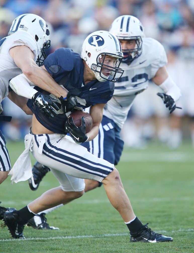 BYU wide receiver Chase Frei (86) makes a catch during the Spring football game in Provo Friday, March 27, 2015. (Jeffrey D. Allred/Deseret News)