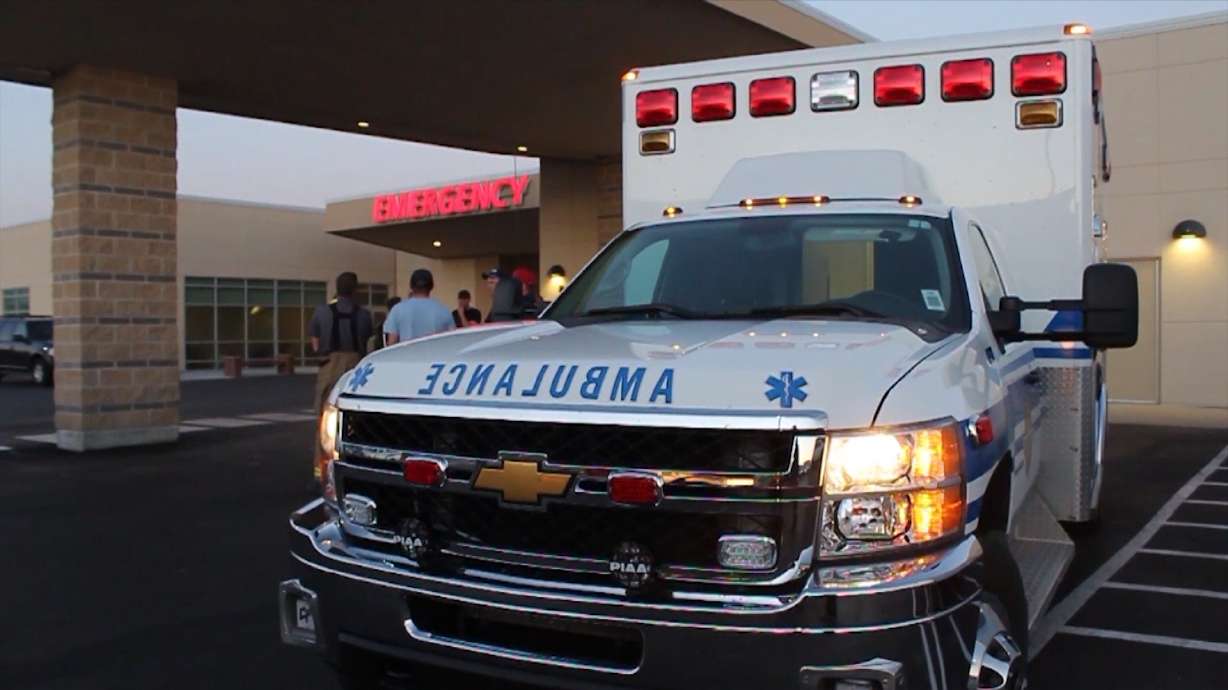 An ambulance is pictured in this undated photo. A bicyclist died after they were hit by a semitruck in Marriott-Slaterville Thursday, July 8, 2021.