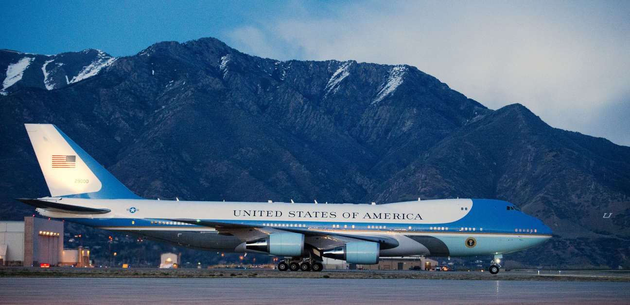 Air Force One with President Barack Obama arrives Thursday, April 2, 2015, at Hill Air Force Base in Ogden Utah. (Scott G Winterton, )