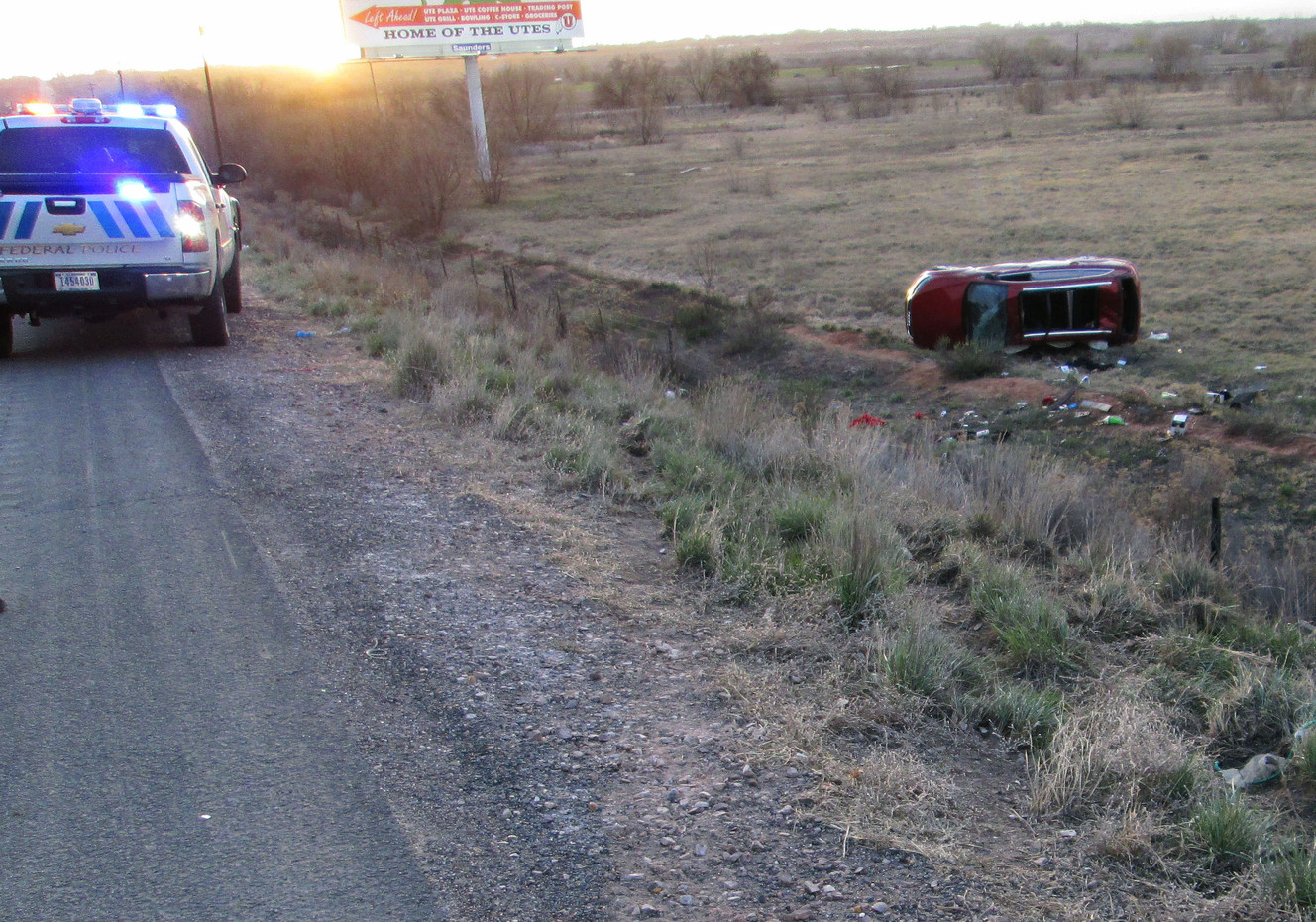 One person died and at least two others were hospitalized after the driver of a sport-utility vehicle lost control and rolled while fleeing from Bureau of Indian Affairs police in Fort Duchesne Sunday, according to the Utah Highway Patrol. (Photo: Utah Highway Patrol)