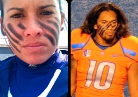 Jasmine and Jeremy Ioane in their uniforms at Weber State and Boise State. Photo Courtesy: Ioane Family