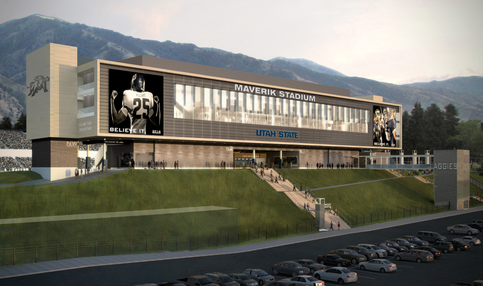 Renderings of the newly announced Maverik Stadium renovations at Utah State University. (Courtesy photo: Utah State Athletic Communications)