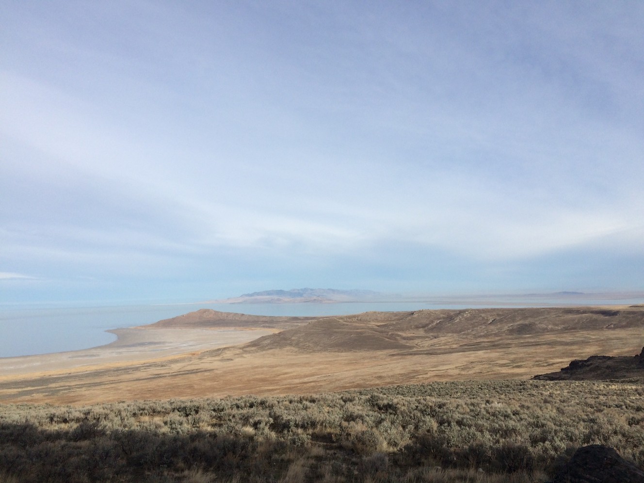 Hiking to the highest point of Antelope Island