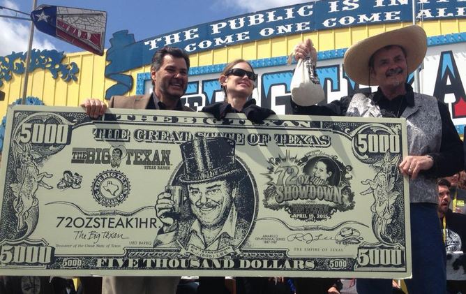 Woman eats three 72-ounce steaks in 20 minutes
