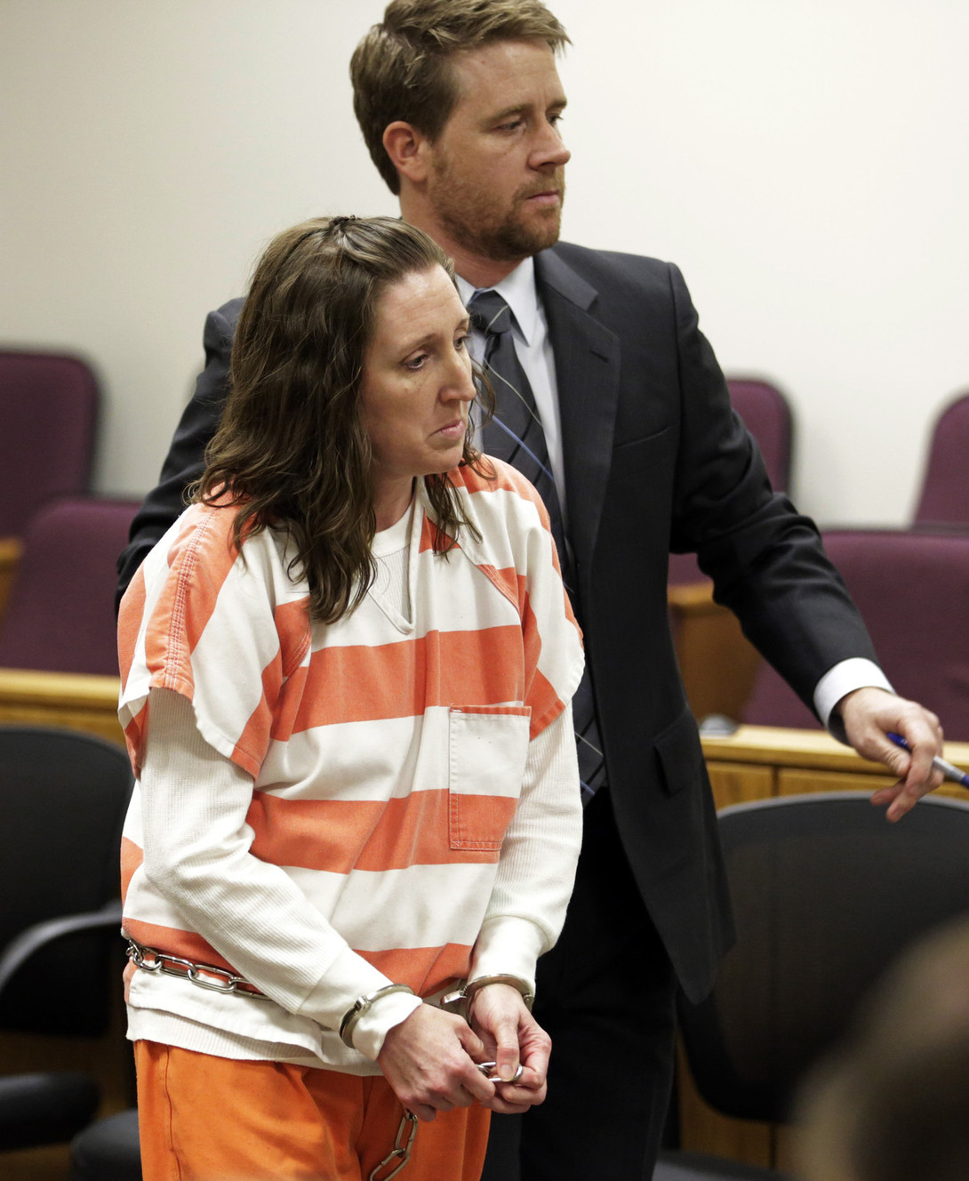 Megan Huntsman arrives in court Monday, April 20, 2015, in Provo. Huntsman, who pleaded guilty to killing six of her newborn babies and hiding their bodies in her garage, received six sentences of up to life in prison. (Photo: Rick Bowmer)