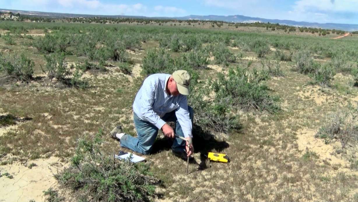 Jim Catlin, of the Sierra Club, measures rangeland grasses inside the Grand Staircase-Escalante National Monument. A battle is underway over the future of cattle grazing inside the boundaries of the monument. How much grazing is enough for ranchers, and how much is too much for the land? (Photo: KSL-TV)