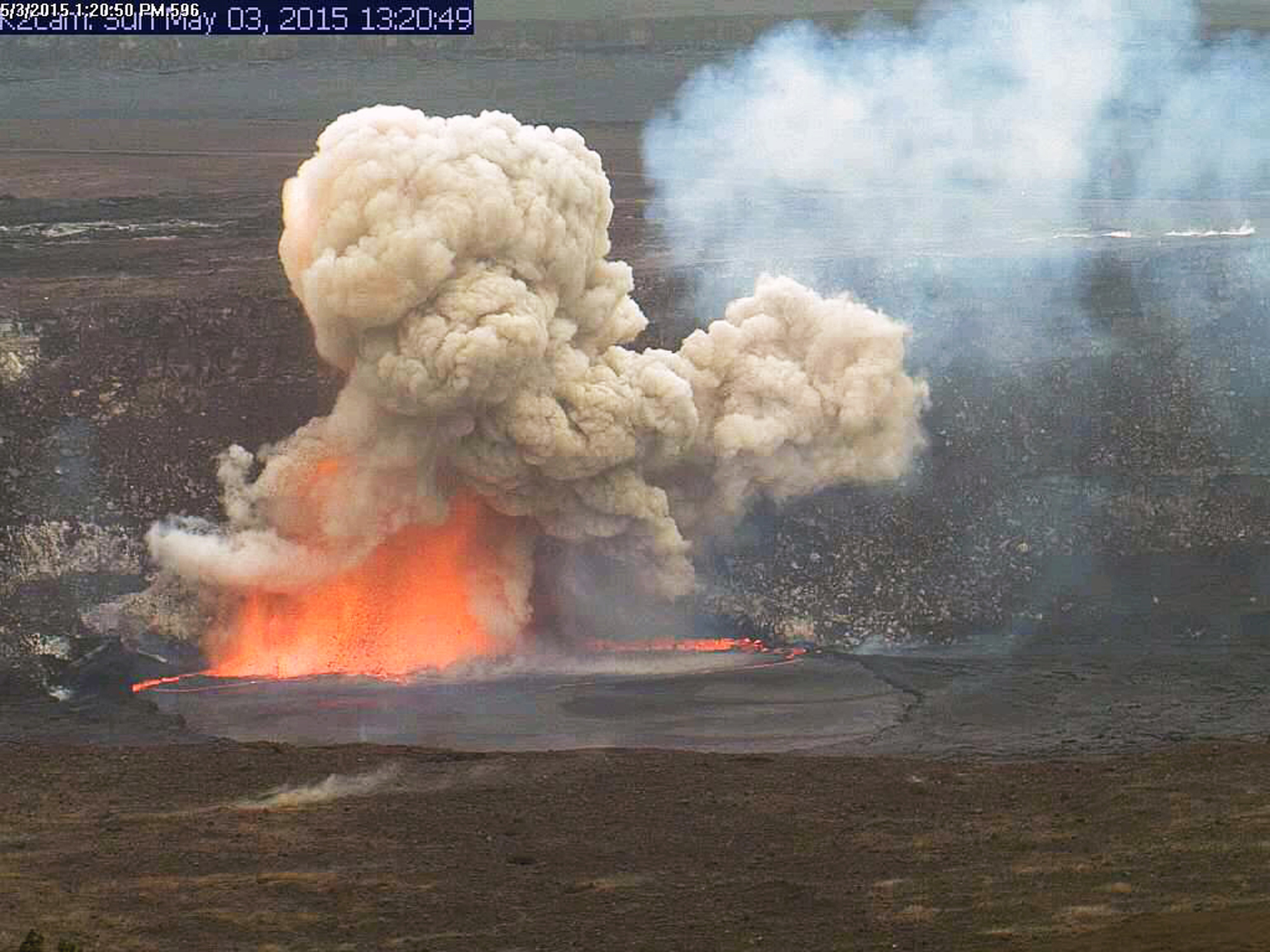 Crater collapse causes lava explosion on Hawaii's Kilauea