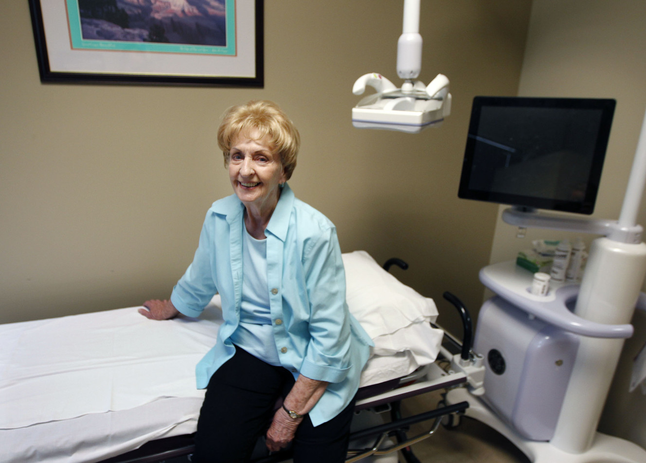Nancy Asay says she is grateful that theAutomated Breast Ultrasound System detected cancer that a mammogram did not, at Lakeview Hospital in Bountiful Thursday, May 7, 2015. (Photo: Chelsey Allder, Deseret News)