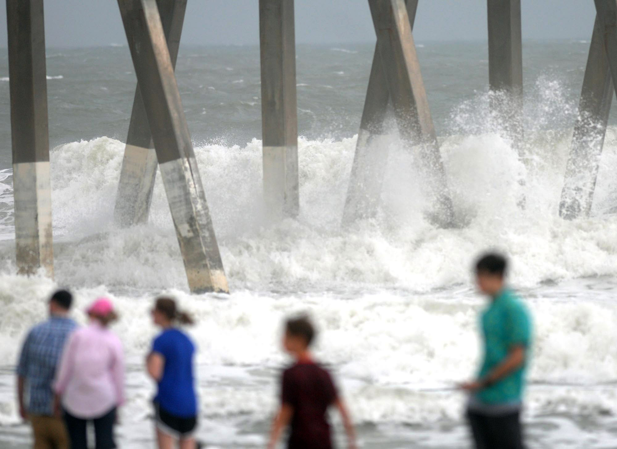 Tropical storm Ana, a bit weaker, near coast of Carolinas
