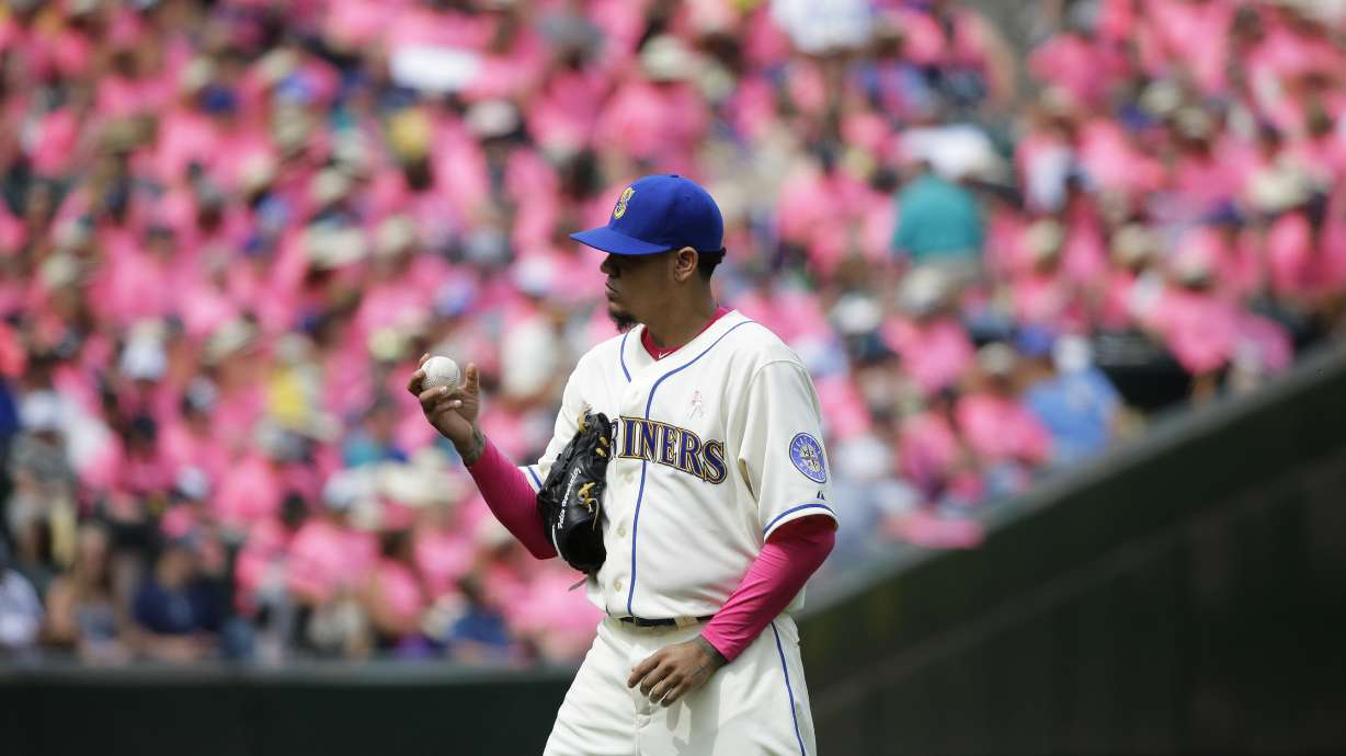 Hernandez gets 2,000th strikeout, win against A's