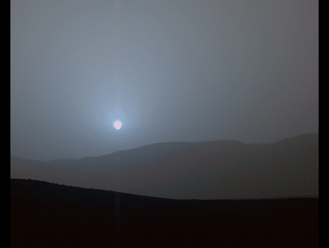 Primera foto en colores de un atardecer en Marte