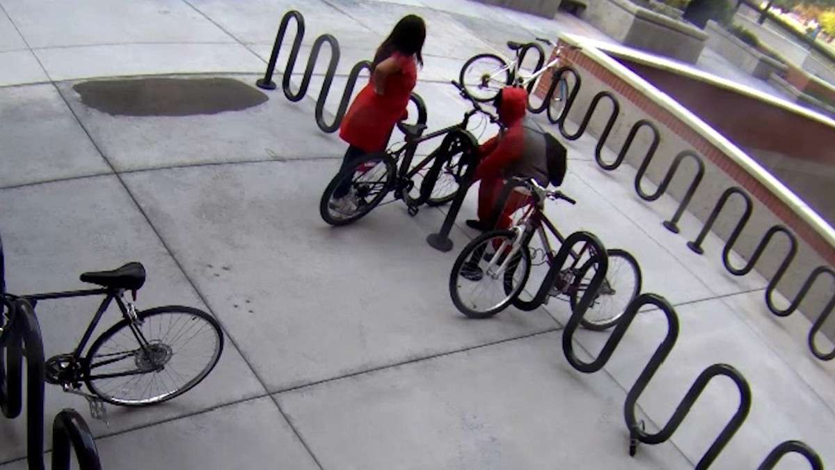 At a second Salt Lake City location, the KSL Investigators' bike caught the attention of a different couple. Surveillance video shows a woman appearing to select the bike. The man then pulls out some bolt cutters and gets to work. About 20 seconds is all it took before the chain was off, tossed to the ground, and the thief never looked back. (Photo: KSL-TV)