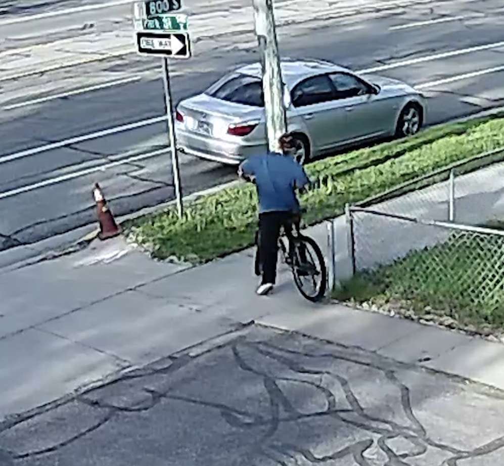 Within 16 hours of KSL Investigators dropping off and locking up a bike in Salt Lake City, surveillance cameras picked up a woman fiddling with the chain in broad daylight, then walking off. She tries a second time, still no luck. But surveillance video shows her circle back a third time with a tool in her hand. Sixty seconds later, the chain is cut and she's off. (Photo: KSL-TV)