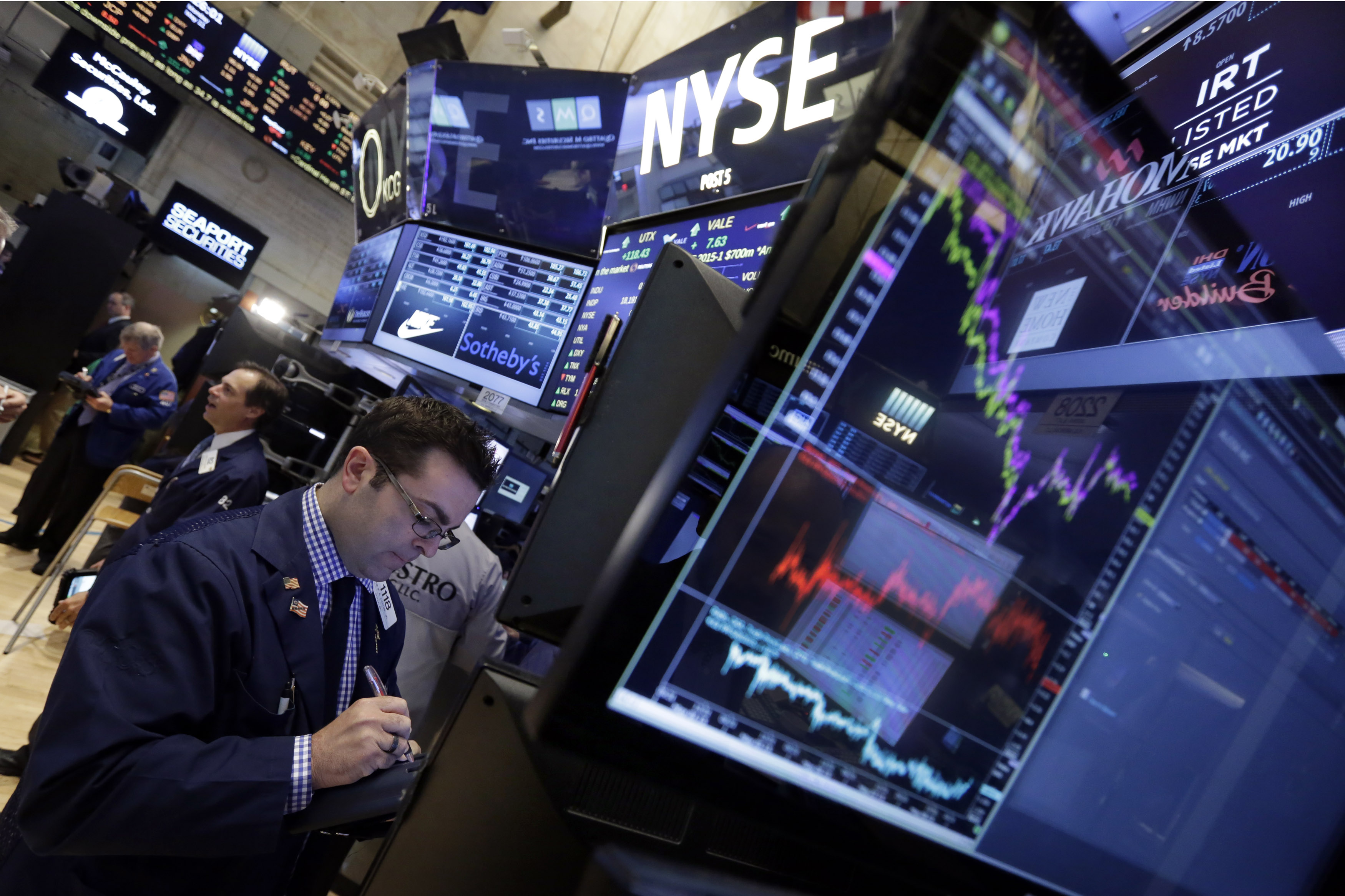 US stocks open lower following weakness in Europe; AOL soars