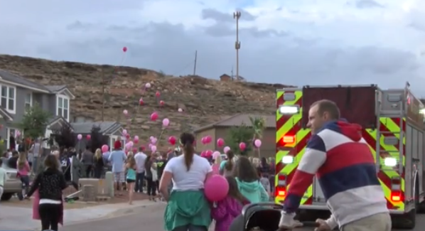 La niña de 5 años que sigue luchando por su salud regresa como una héroe a su hogar en UT