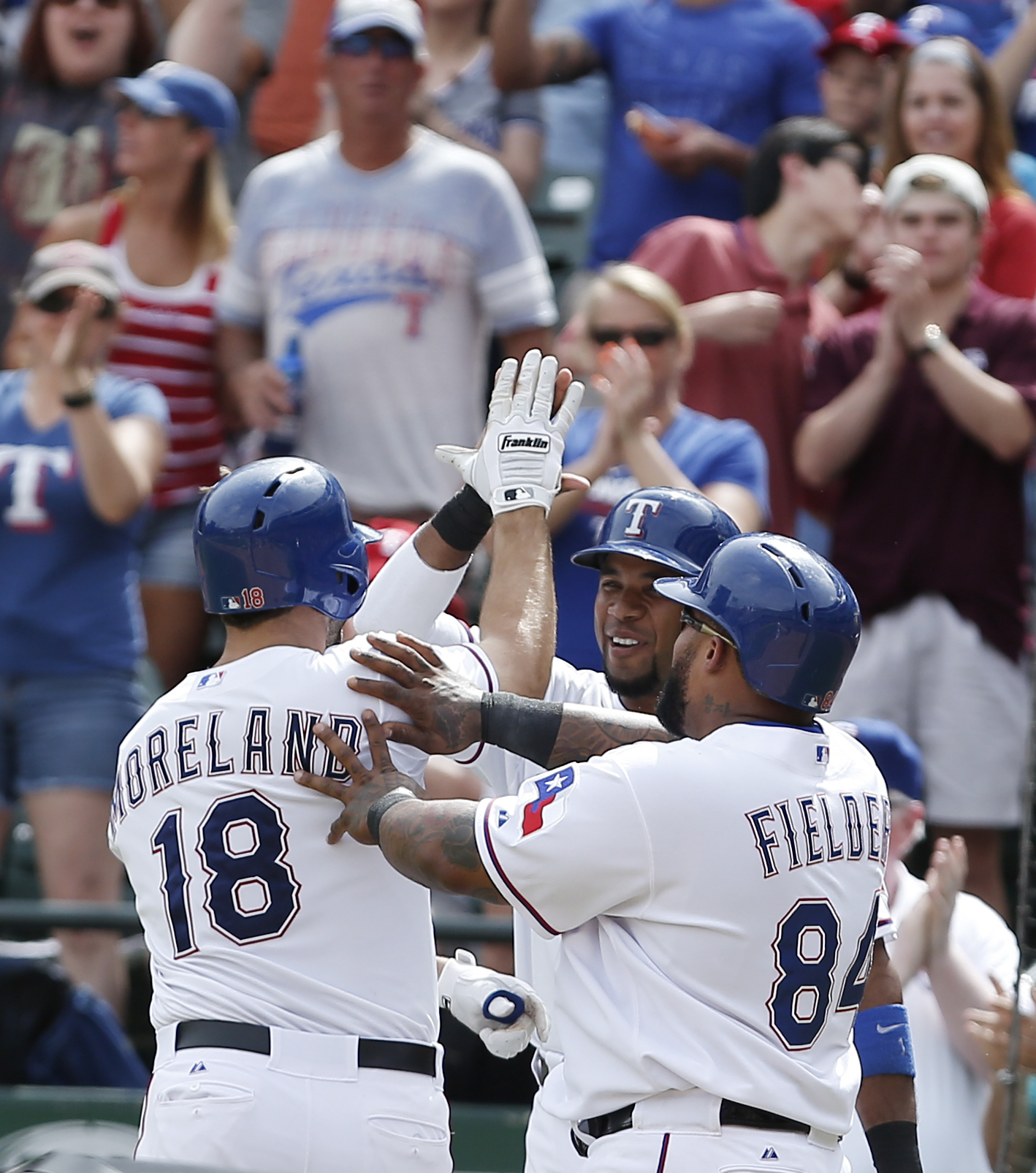 Moreland, Rangers avoid sweep with 5-1 win over Indians